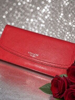 Coach Slim Snap Wallet Leather Red